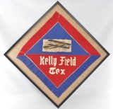 WW1 US Kelly Field Texas Bi-Plane Souvenir Felt Pillow Case