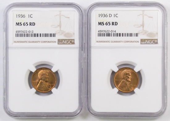 Lot of (2) Linclon Wheat Cents both (NGC) MS65RD.