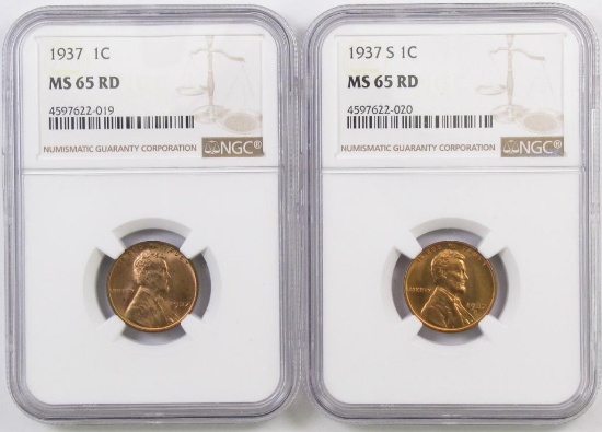 Lot of (2) Linclon Wheat Cents both (NGC) MS65RD.