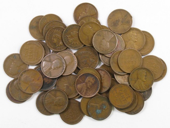 Roll of (53) Indian & Lincloln Wheat Cents early dates.