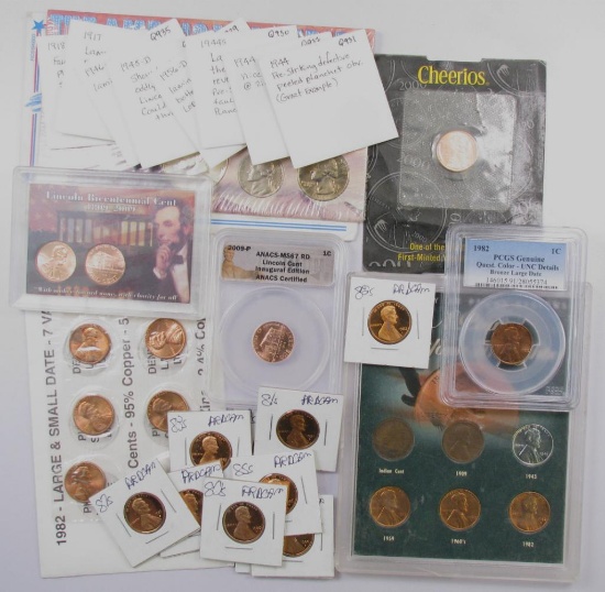 Mostly Lincoln Cent Grab Bag Lot - Sets, Errors, Proofs & More.