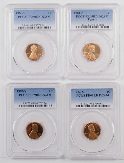 Lot of (8) Lincoln Memorial Cents all (PCGS) PR69RD DCAM.