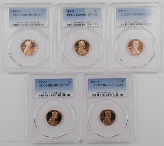 Lot of (10) Lincoln Memorial Cents all (PCGS) PR69RD DCAM.