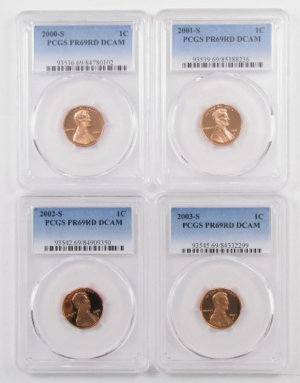 Lot of (8) Lincoln Memorial Cents all (PCGS) PR69RD DCAM.