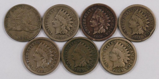 Lot of (7) Flying Eagle & Indian Head Cents CN.