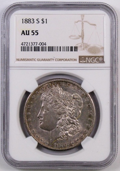 1883 S Morgan Silver Dollar (NGC) AU55.