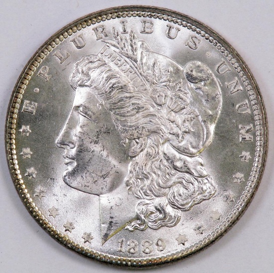 1889 P Morgan Silver Dollar.