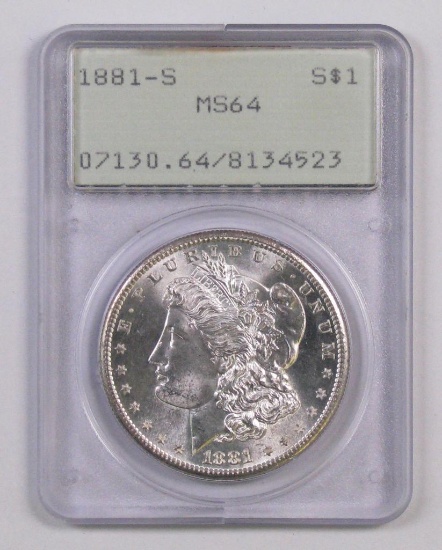 1881 S Morgan Silver Dollar (PCGS) MS64.