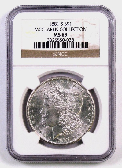 1881 S Morgan Silver Dollar (NGC) MS63.