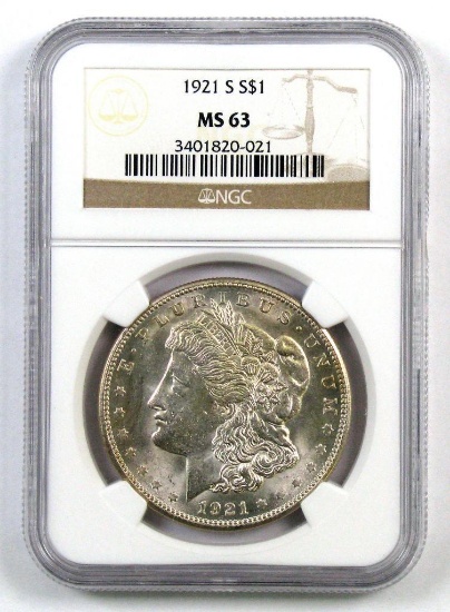 1921 S Morgan Silver Dollar (NGC) MS63.