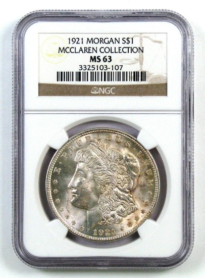 1921 P Morgan Silver Dollar (NGC) MS63.
