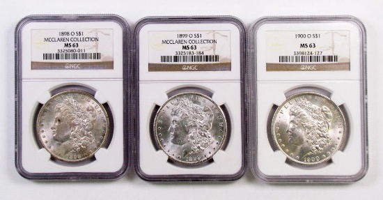 Lot of (3) Morgan Silver Dollars all (NGC) MS63.