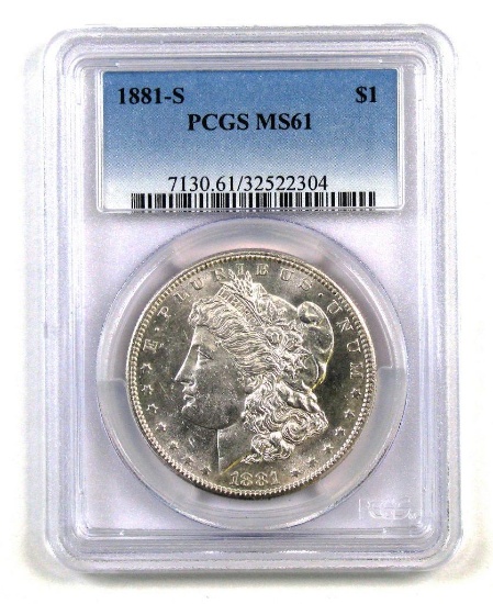 1881 S Morgan Silver Dollar (PCGS) MS61.