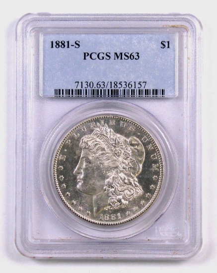 1881 S Morgan Silver Dollar (PCGS) MS63.
