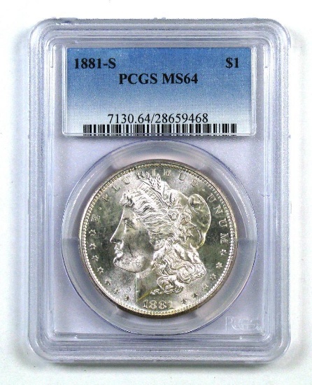 1881 S Morgan Silver Dollar (PCGS) MS64.