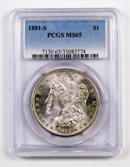 1881 S Morgan Silver Dollar (PCGS) MS65.