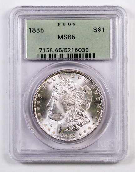 1885 P Morgan Silver Dollar (PCGS) MS65.