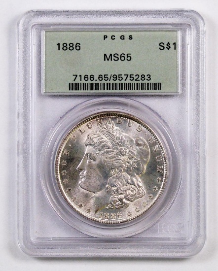 1886 P Morgan Silver Dollar (PCGS) MS65.