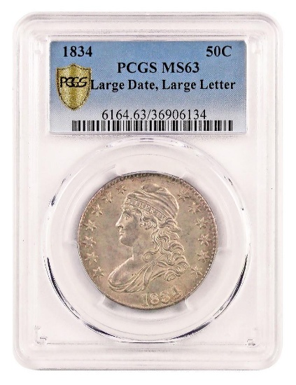 1834 Capped Bust Half Dollar (PCGS) MS63.