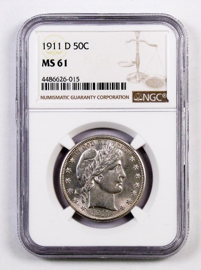 1911 D Barber Half Dollar (NGC) MS61.