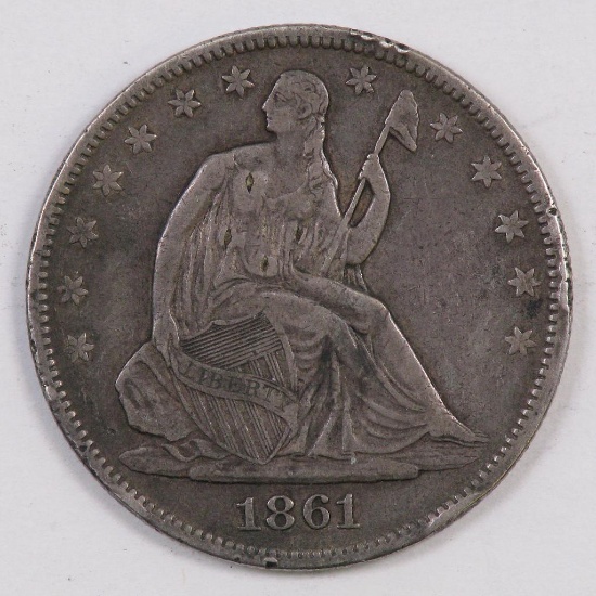 1861 O Seated Liberty Half Dollar.