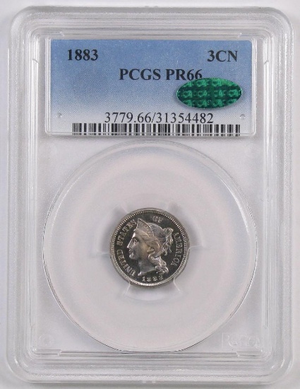 1883 Three Cent Piece Nickel (PCGS) PR66 CAC.