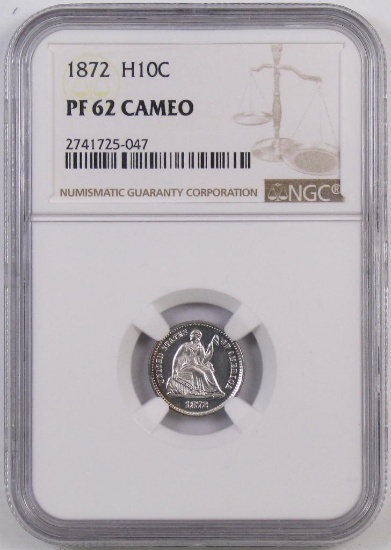 1872 Seated Liberty Half Dime (NGC) PR62 Cameo.