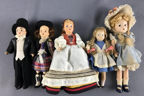Group of 5 vintage composition and other dolls, including Madame ...