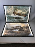 2 framed train puzzles Blaylock Originals