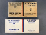 Austin craft wooden model kits US Army Jeep and trailer in original boxes