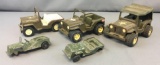 Group of 5 Tonka and Toosietoy Die-Cast Military Jeeps