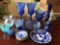 Group of 18 blue glass and more pieces