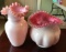 Group of 2 Fenton cased glass vases