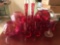 Group of 11 ruby flash etched glass pieces