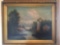 Vintage Oil painting of man fishing on canvas