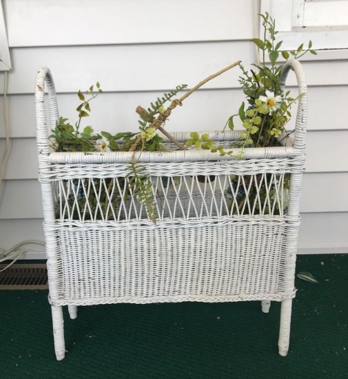 Antique wicker plant stand