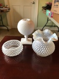 Group of white opalescent hobnail glass and more