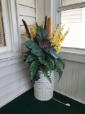 Antique wicker hamper with florals