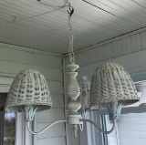 Hanging ceiling lamp with the wicker shades