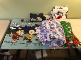 Group of Peanuts rugs blankets and pillows