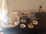 lot of 12 silver plate, pewter pieces and more