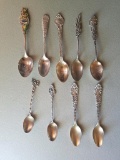 lot of 9 sterling silver collector spoons