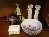 9 PC lot of figurines collector plates and more