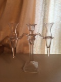 Vintage clear glass candlestick and vase holder