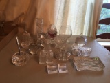 Group of some vintage clear glass miscellaneous decor