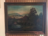 Vintage oil painting country scenery