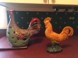 Group of 2 Rooster Statues