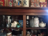 Shelf lot with antique mason jar and more