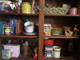 Shelf lot with rooster decor and more