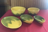 Group of 5 vintage Shawnee pottery corn design dishes